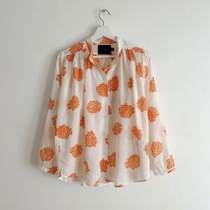 No.6 hydrangea floral print cotton quinn blouse shirt top 2 S